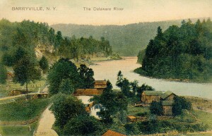 Postcard of early Barryville, the village which grew up where Halfway Brook entered the Delaware River. Shohola, Pennsylvania was on the opposite side. The Hickok Family lived two miles north of Barryville.