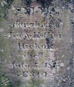 Close up of Sylvia Hickok's gravestone courtesy of Jane Butler.