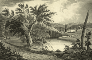 Hudson River near Jessups Landing, 1820s. No. 3 of the Hudson River Port Folio. Painted by W.G. Wall; finished by I. Hill. LOC: 2011661787.