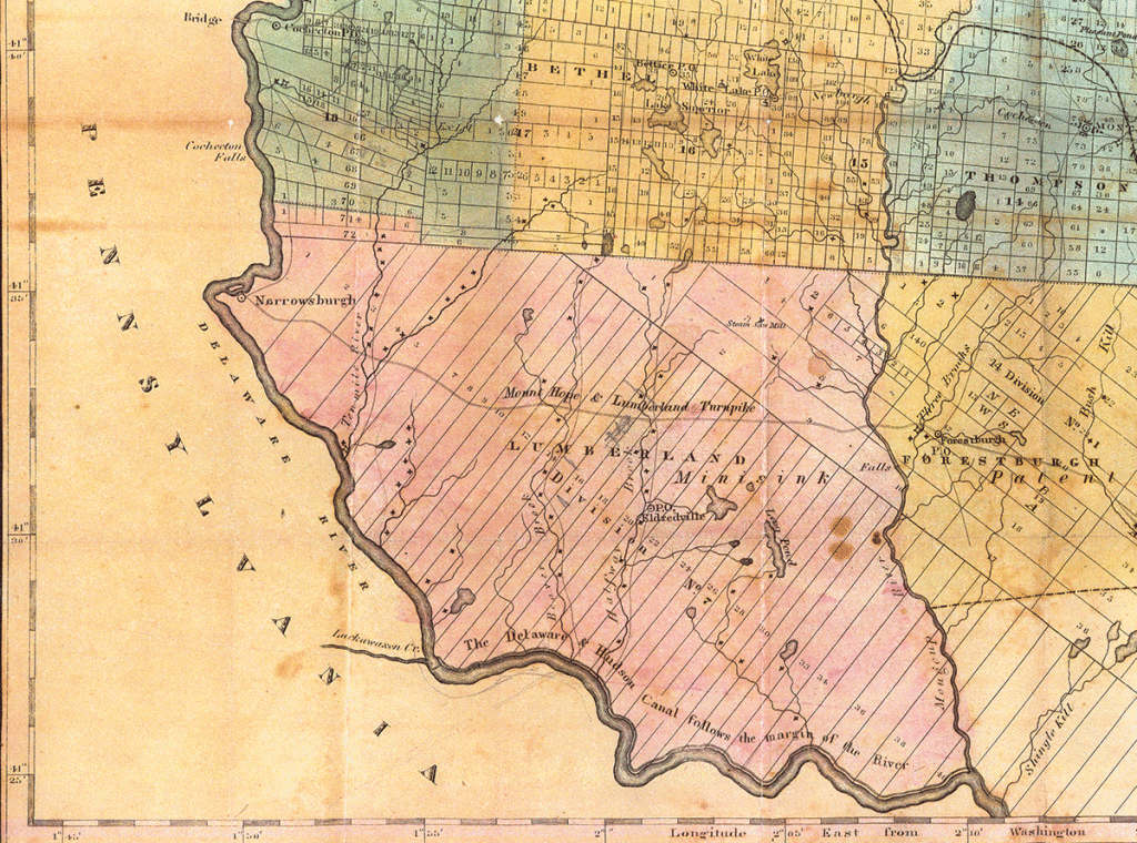 The 1838 Lumberland Map, courtesy of Sullivan County Historical Society. 