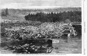 Freshet—log jam, Chippewa Falls, WI. Photo: N.A. Preston, 1869. LOC: 92515013.