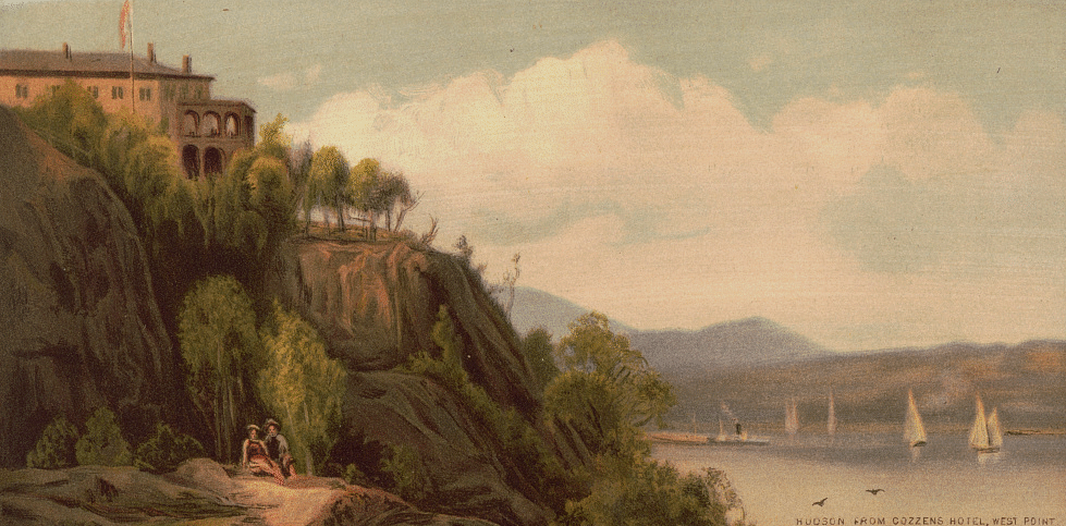 View of the Hudson River, from Cozzen's Hotel, West Point, NY, 1871. Publisher: L. Prang & Co. LOC: 2016651891.