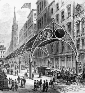 Improved elevated railroad, NY, 1871.