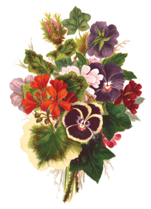Abby “spent hours nurturing her beloved flowers.” Bouquet of Flowers, 1873; L. Prang & Co. Boston. Library of Congress: 2003664041.