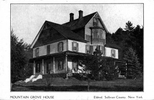 Postcard of Mountain Grove House where Mort, Jennie, Raymond, Will, Elizabeth, Art, and Robbie Austin lived in Eldred. Postcard in the Austin Family Collection.