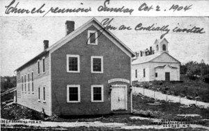 Sunshine Hall and Congregational Church, October 2, 1904. Postcard courtesy of Mary A.