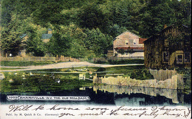 1907 Barryville, The Old Mill Dam. M. Quick & Co. (Germany).