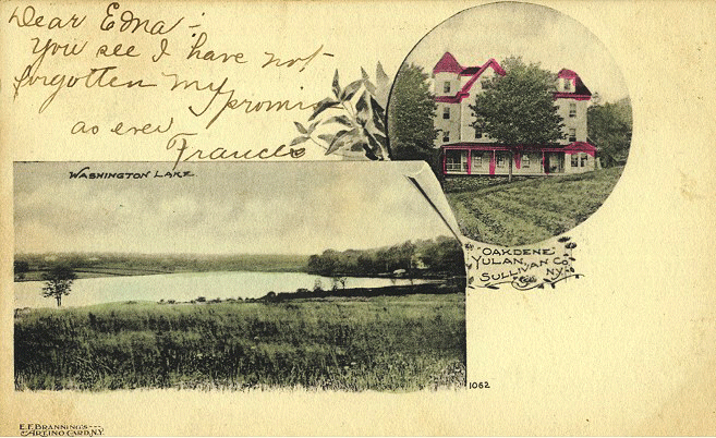 Oakdene, near Washington Lake, 1908. Branning's Artino Card.