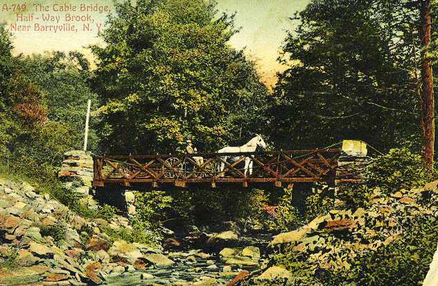 The Cable Bridge, Halfway Brook, near Barryville, 1915.
