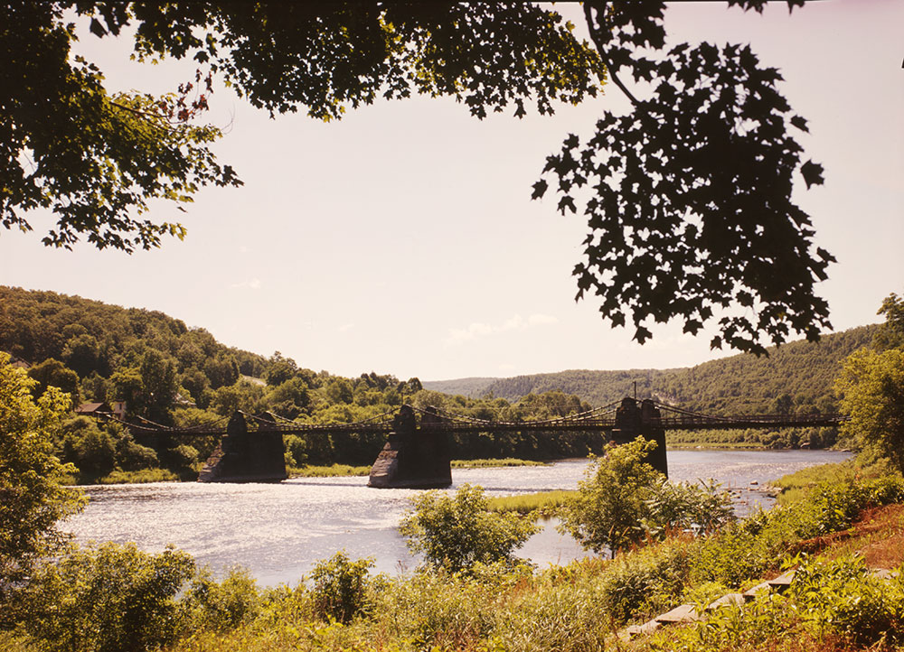Looking downstream at the NY shore. The Delaware Aqueduct, Spanning the Delaware River. Jack E. Boucher creator; LOC: HAER PA, 52-LACK