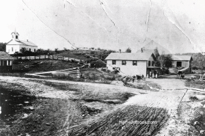 Is that the schoolhouse on the left? Early four corners of Eldred, looking south, pre-1900. Photo Courtesy of MAB.