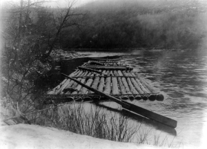 Log raft on West branch of Susquehanna, PA, 1890s. LOC: 2016650769/.