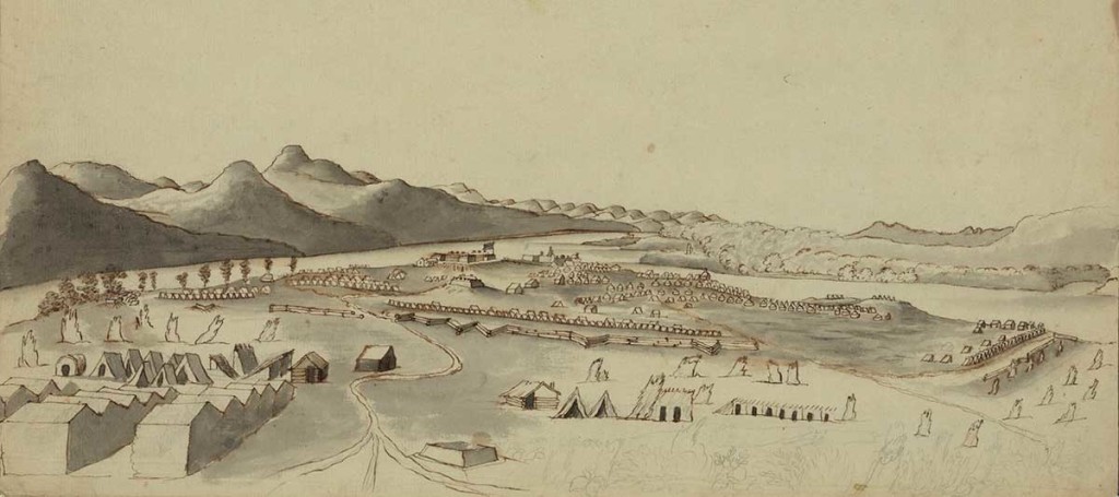 A south view of Crown Point drawn by Thomas Davies, 1760. Library of Congress Prints and Photographs Division : 22540.